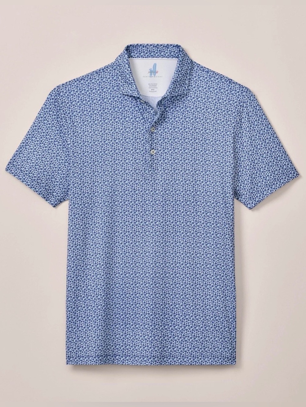 Johnnie-O Mens Featherweight Four Leaf Polo Shirt Lake Blue Large NWT